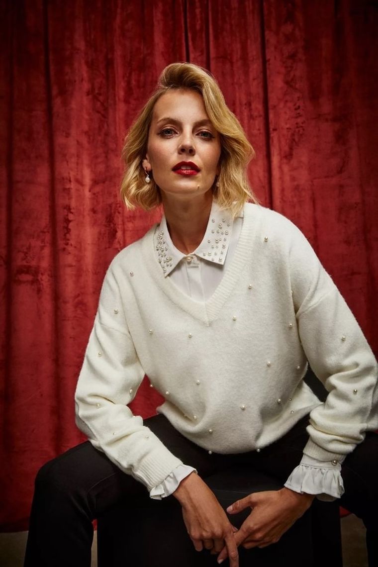 Sweter damski, biały, Moodo