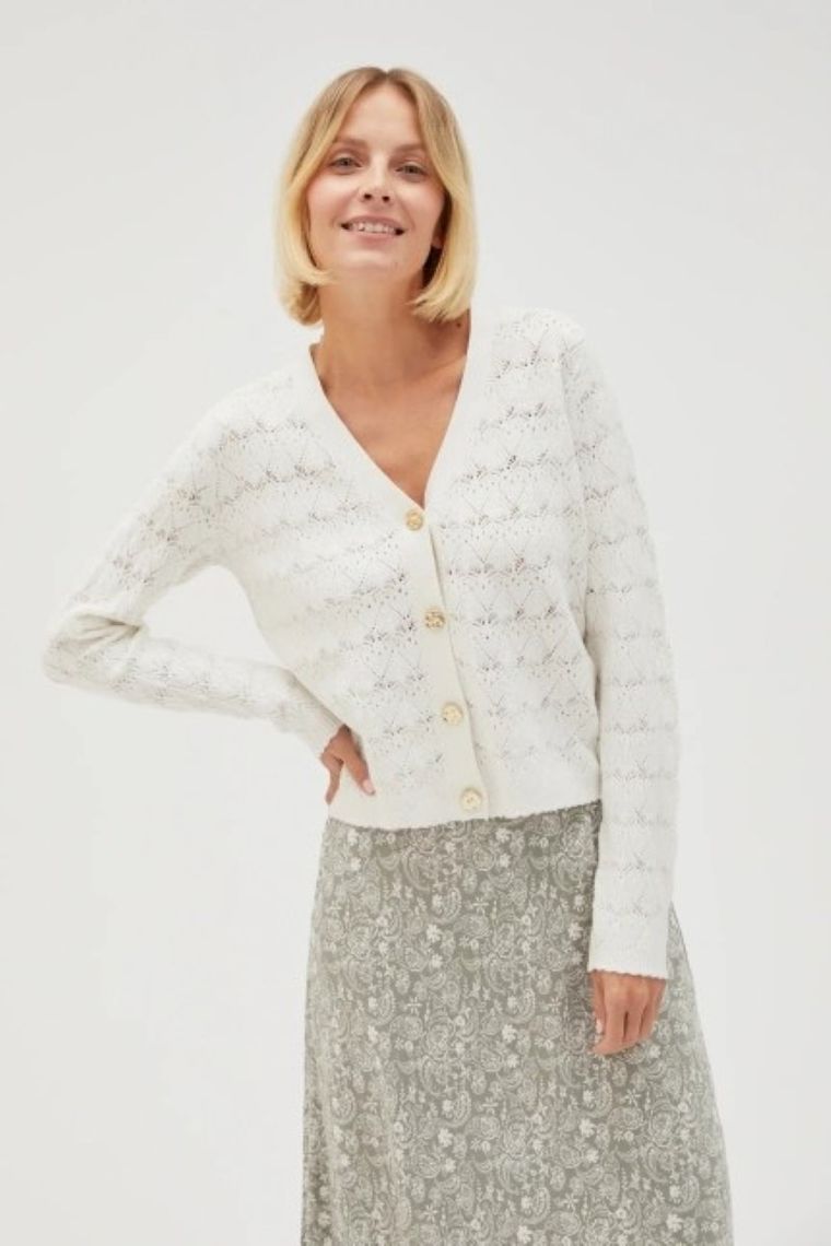 Sweter damski, biały, Moodo