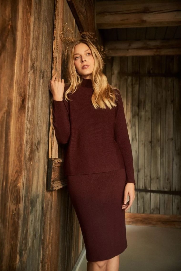 Sweter damski, brązowy, Moodo