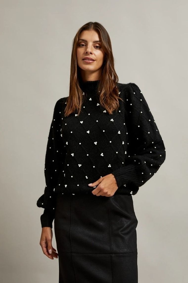 Sweter damski, czarny, Moodo