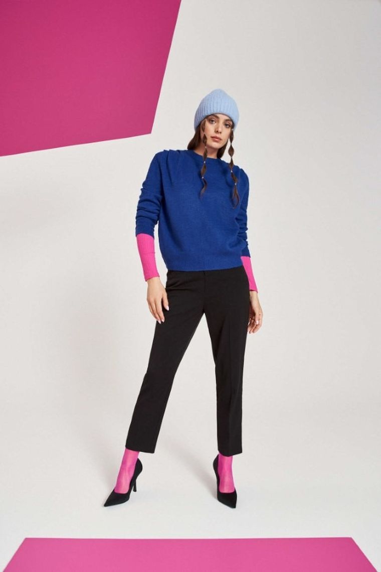 Sweter damski, niebieski, Moodo