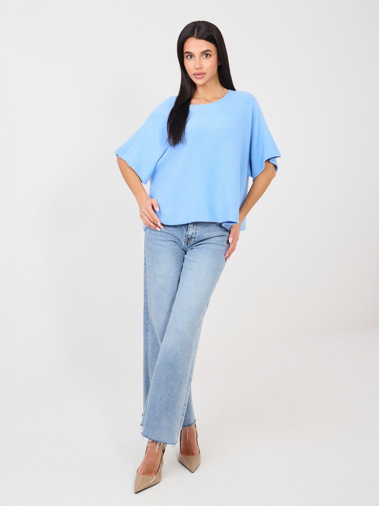 Sweter damski, oversize, niebieski, Italy Moda