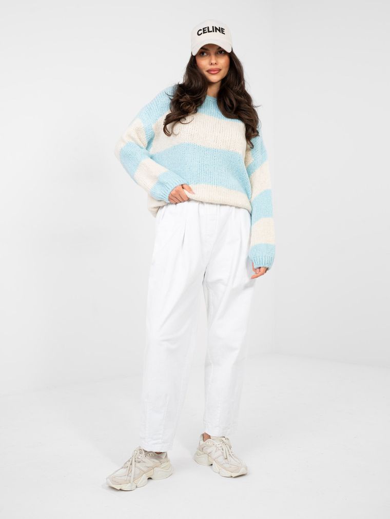 Sweter damski, oversize, niebieski, Italy Moda