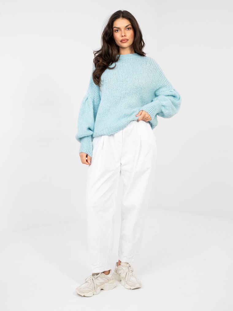 Sweter damski, oversize, niebieski, Italy Moda