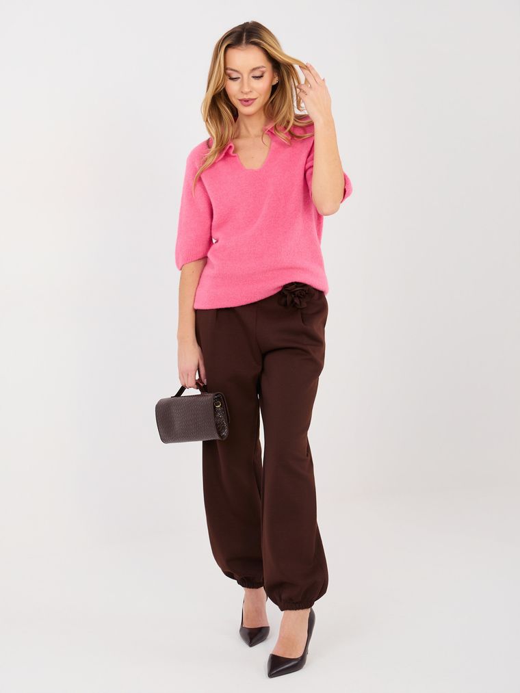 Sweter damski, oversize, różowy, Italy Moda