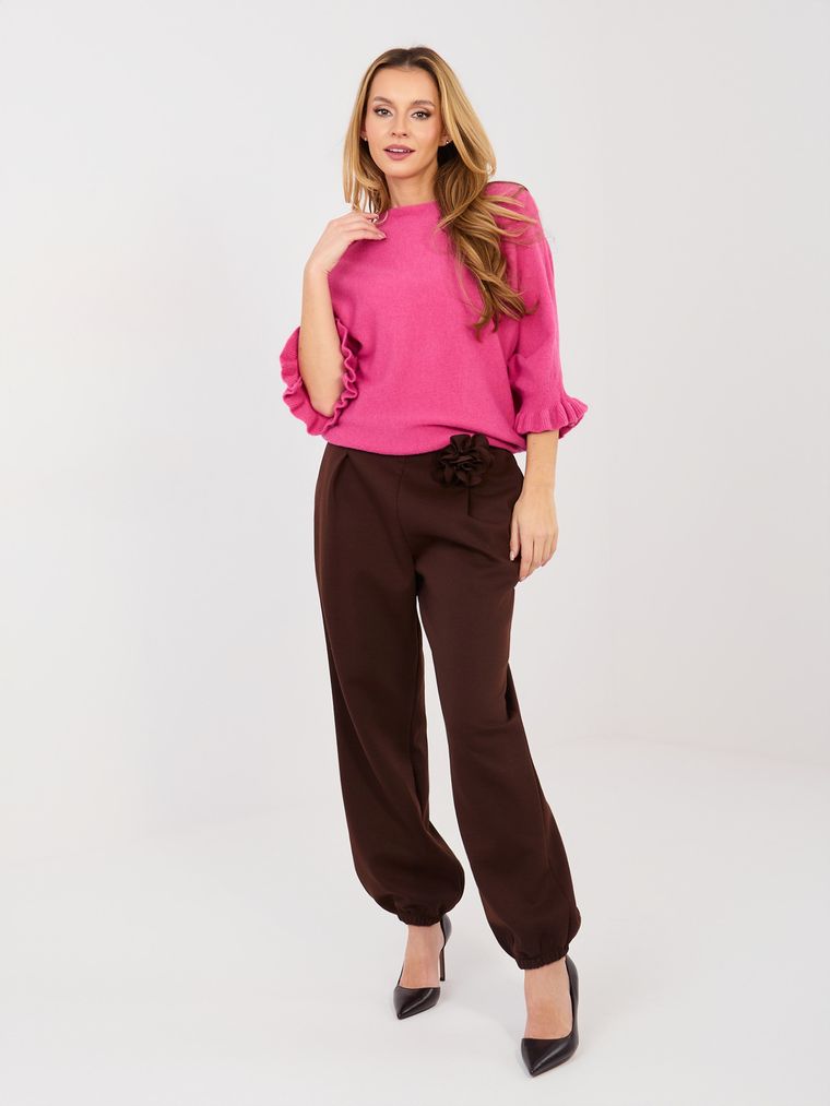 Sweter damski, oversize, różowy, Italy Moda