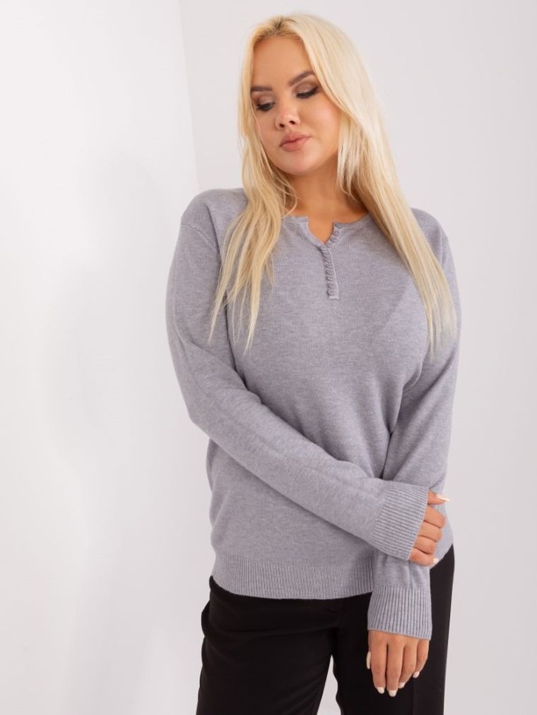 Sweter damski, plus size, szary, P-M