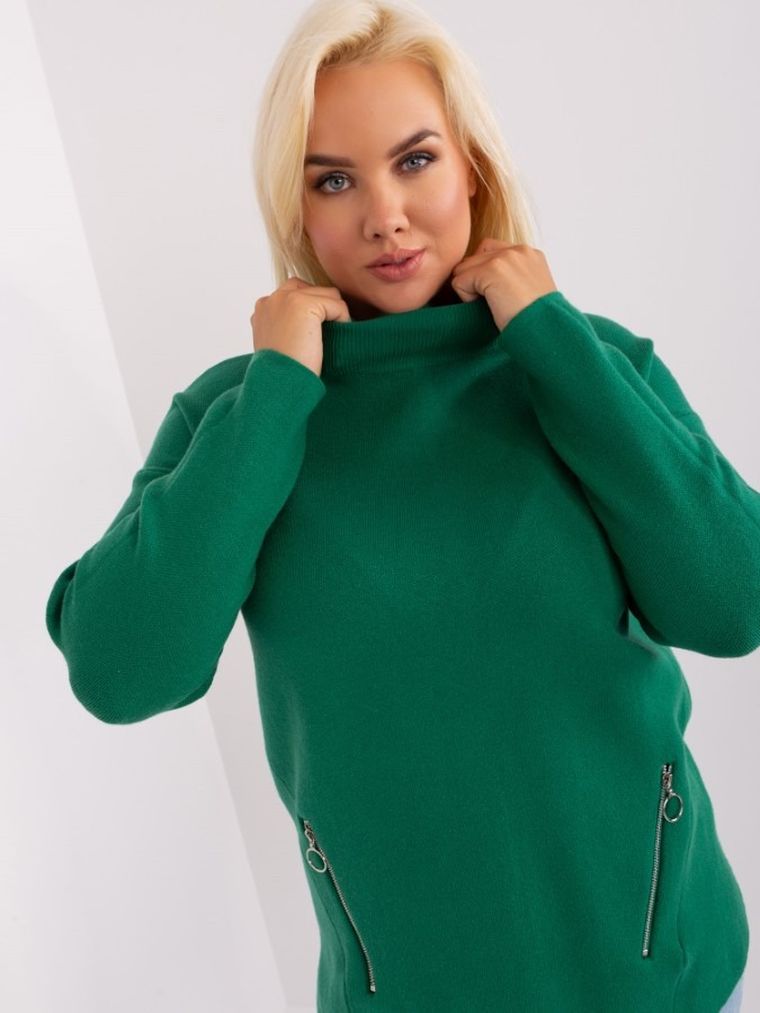 Sweter damski, plus size, zielony, P-M