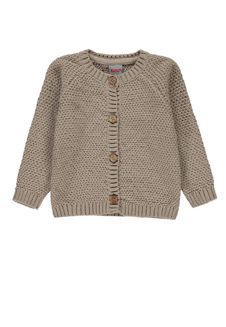 Sweter dziewczęcy, rozpinany, beżowy, Kanz