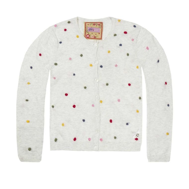 Sweter dziewczęcy, rozpinany, biały, Kanz