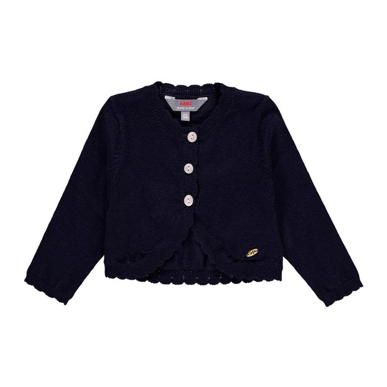 Sweter dziewczęcy, rozpinany, ciemnoniebieski, Kanz
