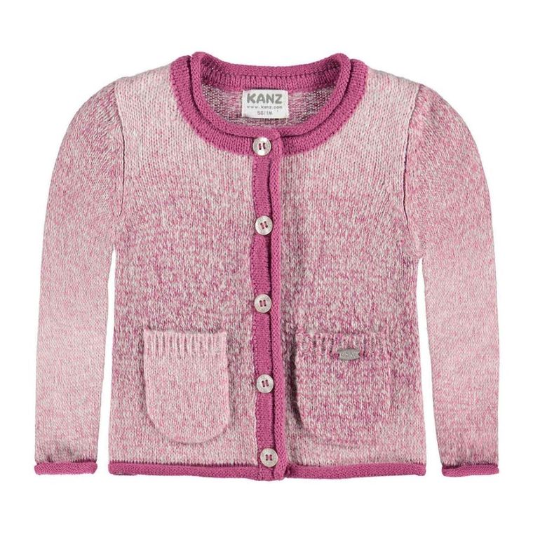 Sweter dziewczęcy, rozpinany, różowy, Kanz