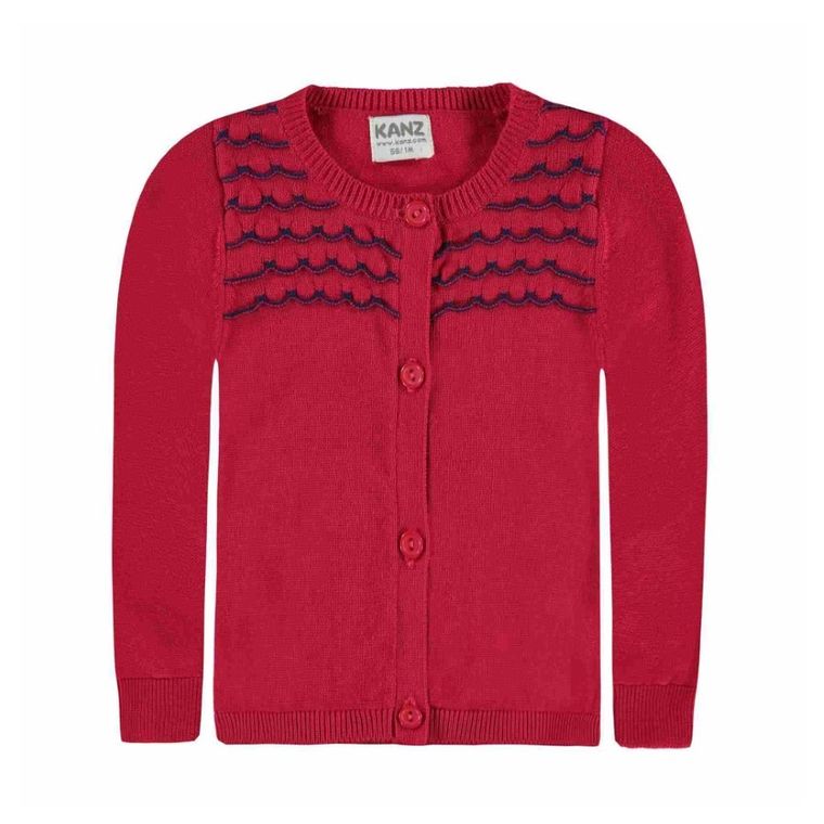 Sweter dziewczęcy, rozpinany, różowy, Kanz