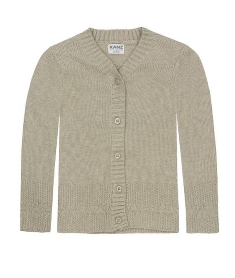 Sweter dziewczęcy, rozpinany, szary, Kanz