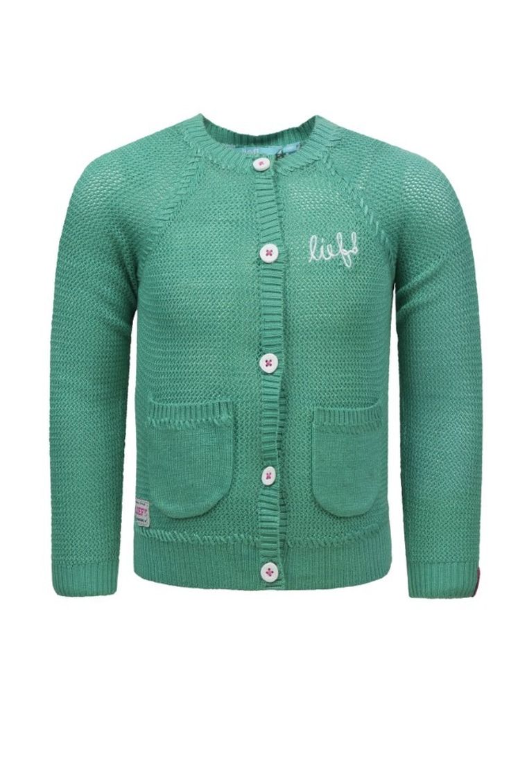 Sweter dziewczęcy, rozpinany, zielony, Lief