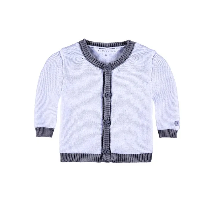 Sweter niemowlęcy, rozpinany, bawełna organiczna, biały, Bellybutton