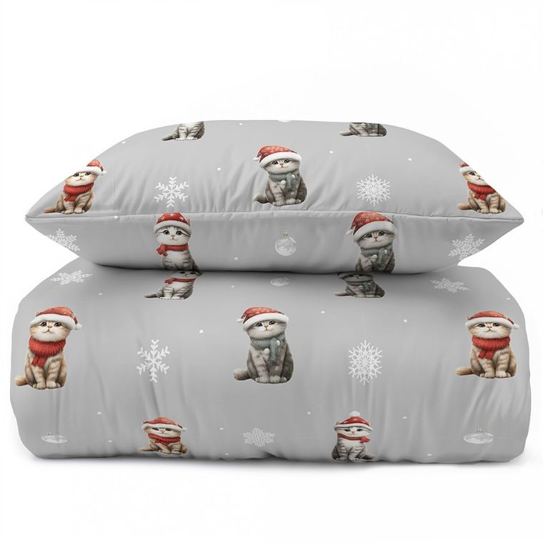 Świąteczne koty, 2-częściowy komplet pościeli, 160-200 cm
