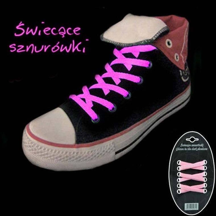 Świecące sznurówki, różowe
