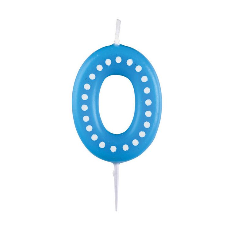 Świeczka cyferka 0, kropki i paski