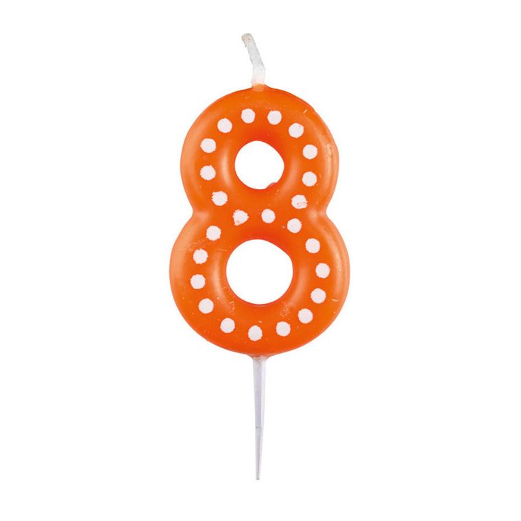 Świeczka cyferka 8, kropki i paski