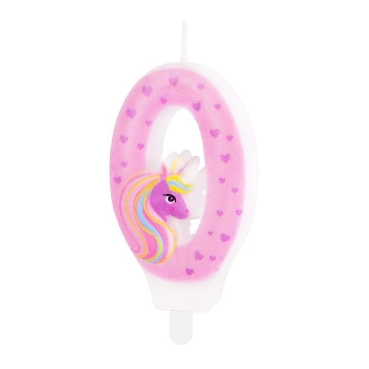 Świeczka, cyfra 0, jednorożec