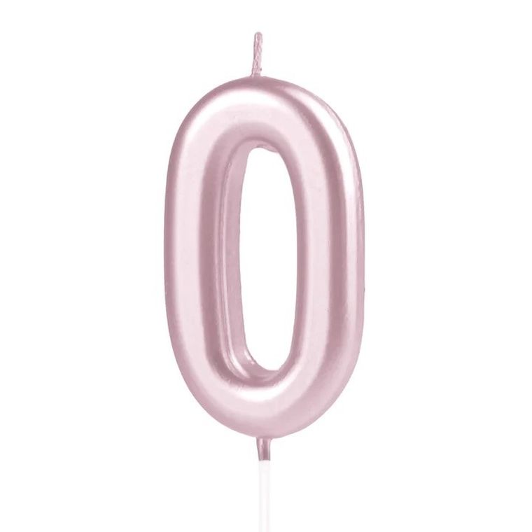 Świeczka, cyfra 0, różowe złoto