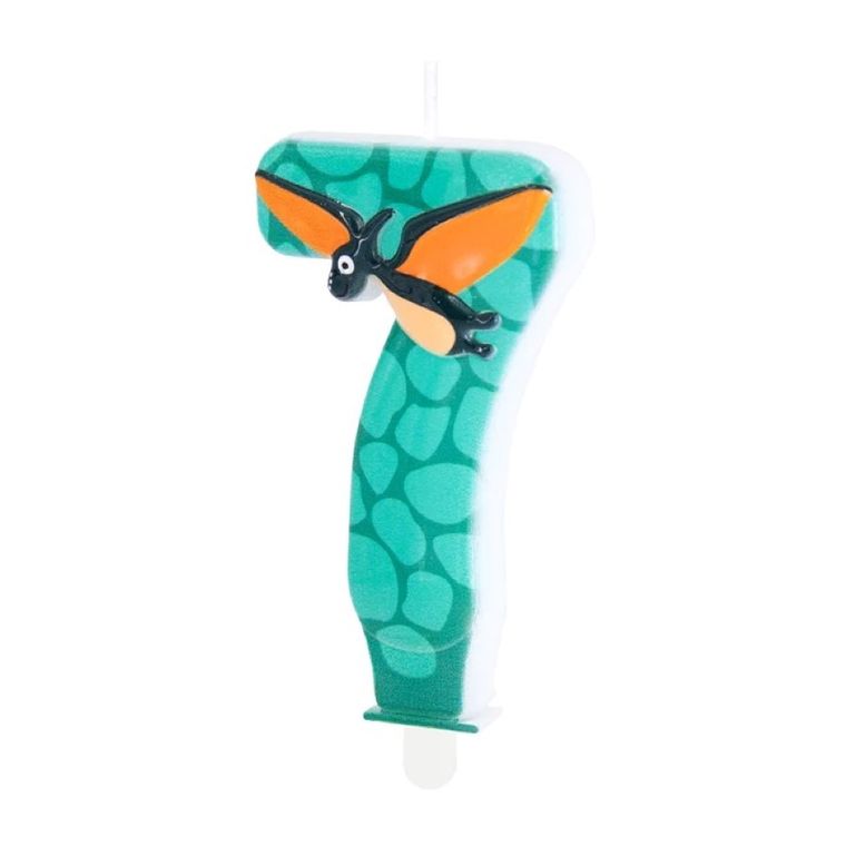 Świeczka, cyfra 7, dinozaur