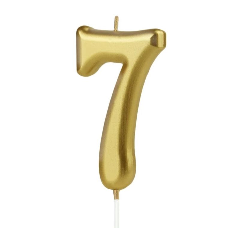 Świeczka urodzinowa, cyfra 7, złota, 7 cm