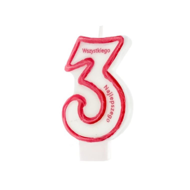 Świeczka urodzinowa, wszystkiego najlepszego, cyferka 3