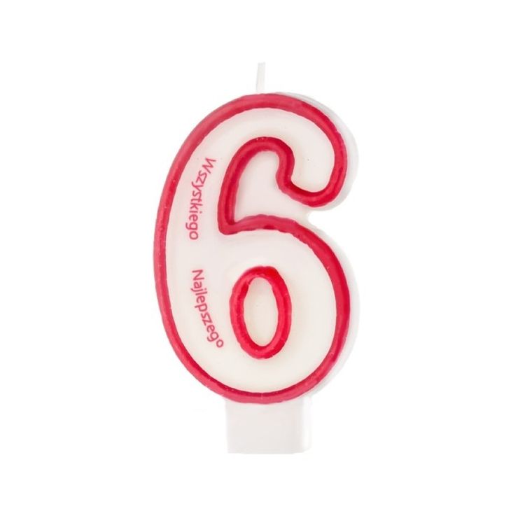 Świeczka urodzinowa, wszystkiego najlepszego, cyferka 6