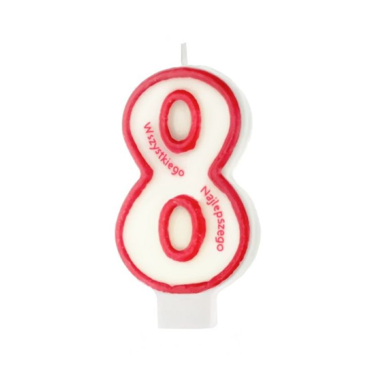 Świeczka urodzinowa, wszystkiego najlepszego, cyferka 8