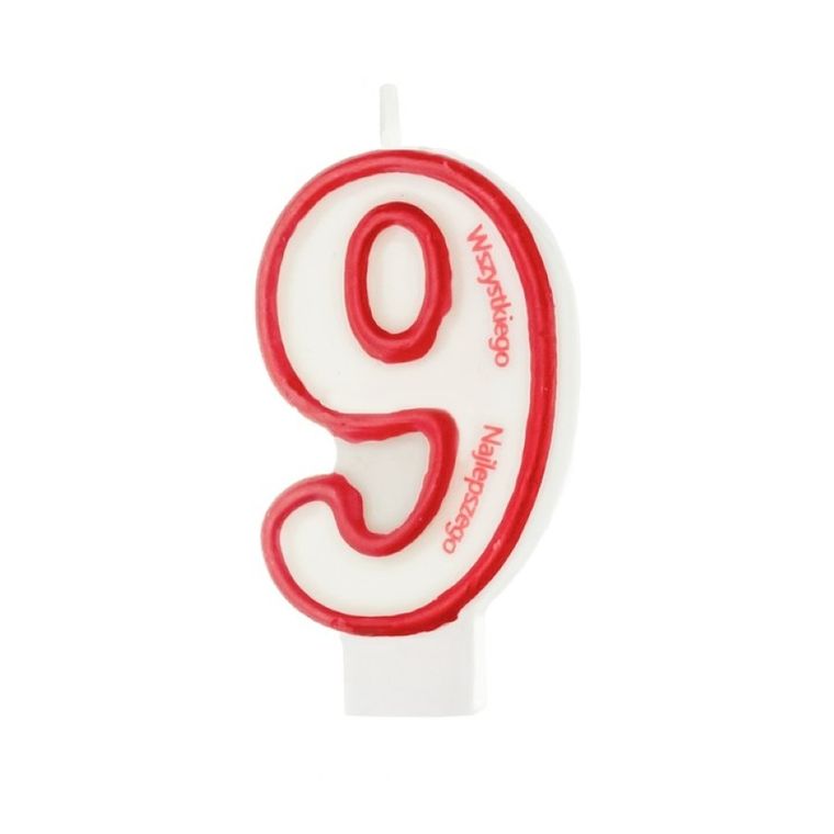 Świeczka urodzinowa, wszystkiego najlepszego, cyferka 9