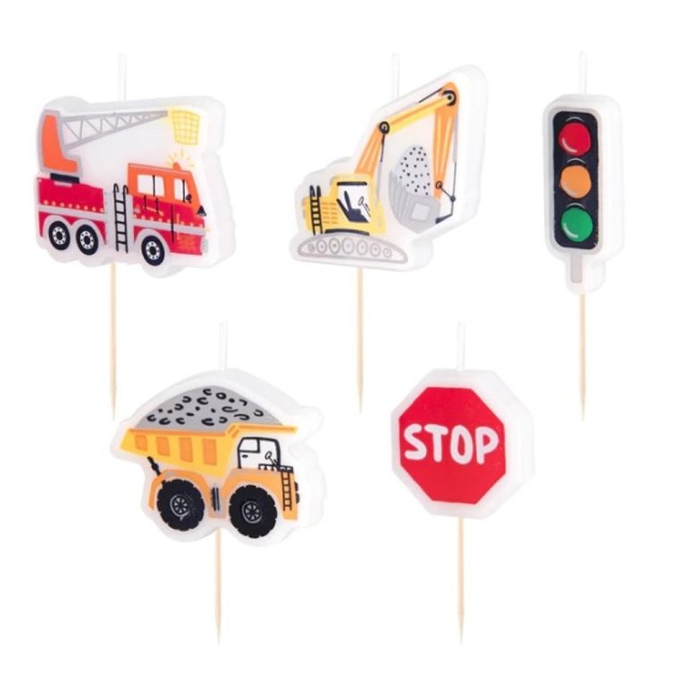 Świeczki urodzinowe, auta, 5 szt.