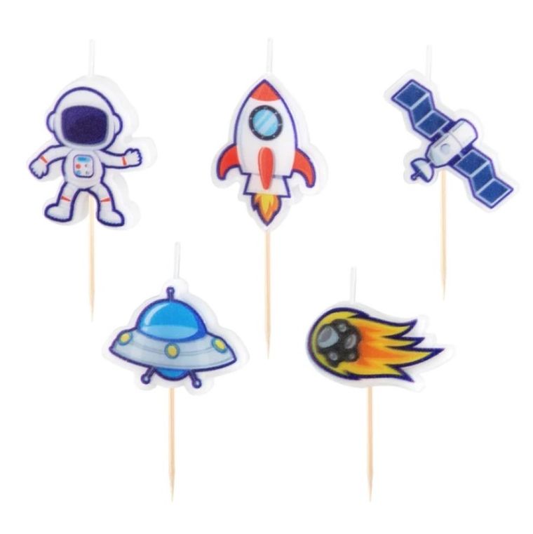 Świeczki urodzinowe, kosmos, 5 szt.
