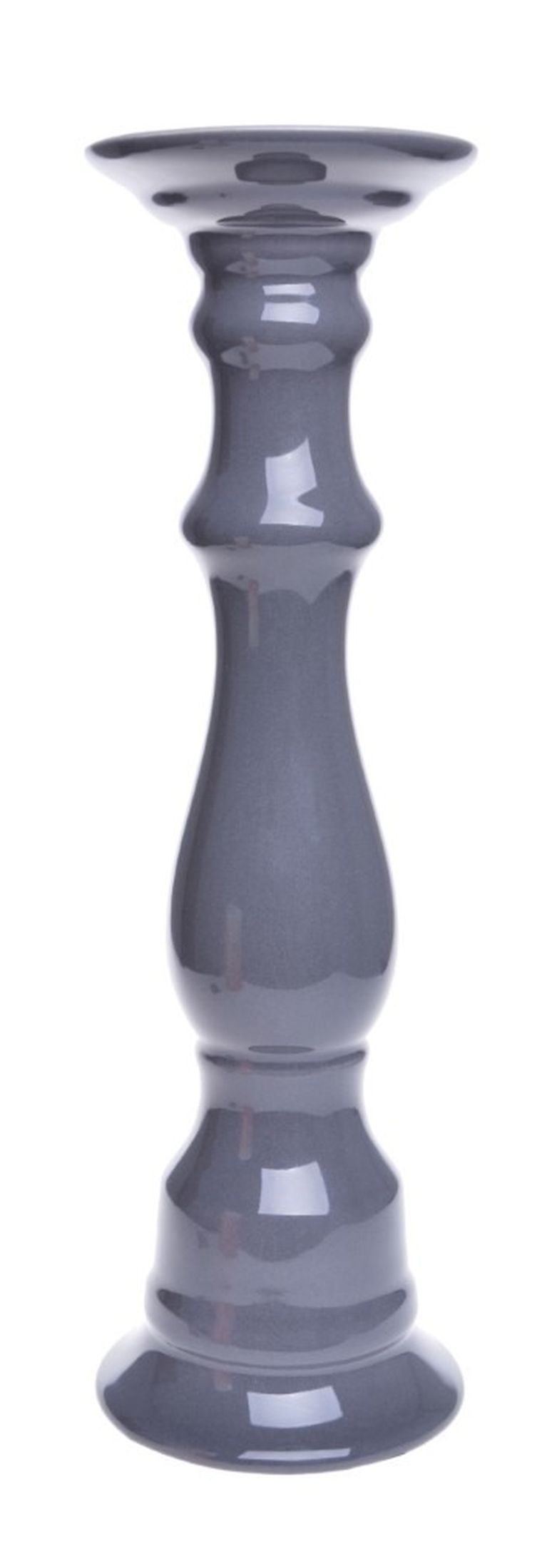 Świecznik ceramiczny, szary, 12-12-40 cm
