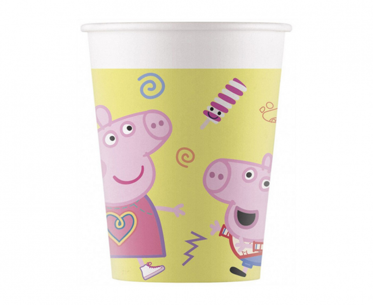 Świnka Peppa, kubeczki urodzinowe, 200 ml, 8 szt.