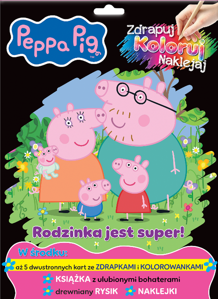 Świnka Peppa. Rodzinka jest super! Zdrapuj, koloruj, naklejaj