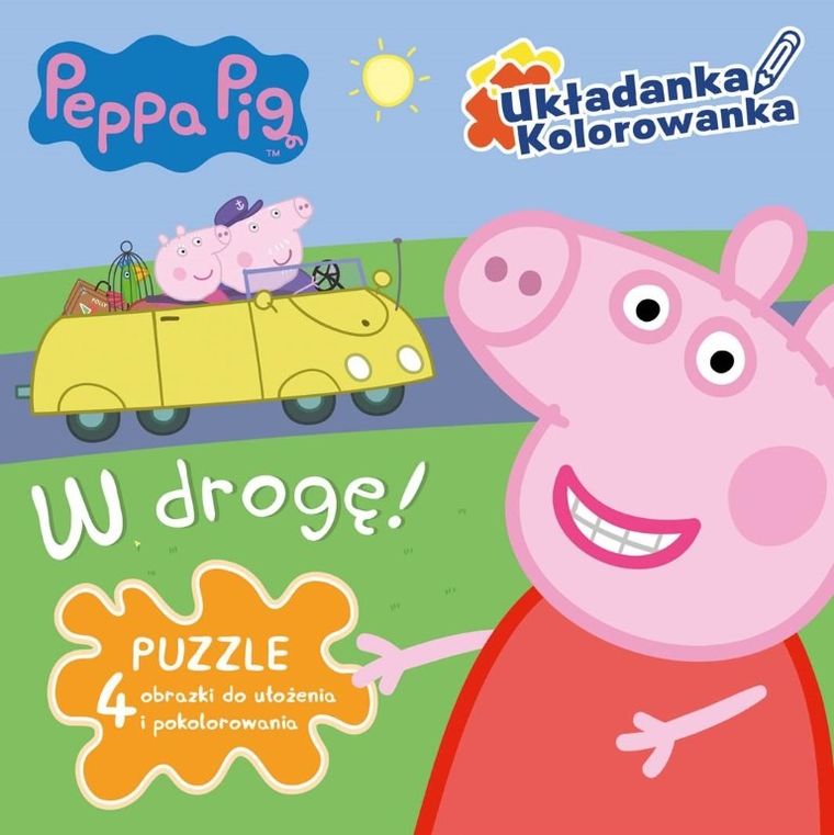 Świnka Peppa. W drogę. Układanka. Kolorowanka. Puzzle