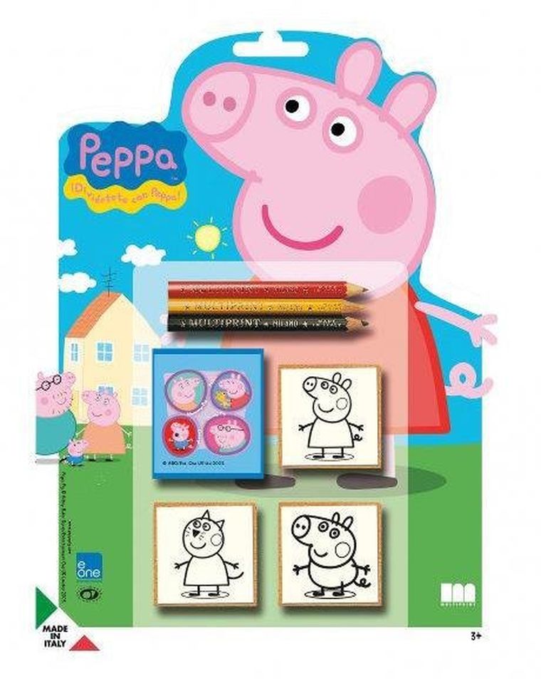Świnka Peppa, zestaw kreatywny, pieczątki, 3 szt.