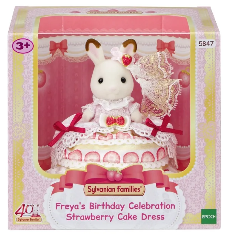 Sylvanian Families, 40th Anniversary, Freya w truskawkowej sukni, figurka urodzinowa, 5847