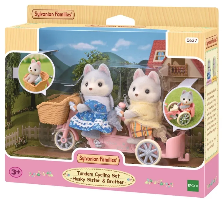Sylvanian Families, Pieski Husky na rowerze, zestaw z figurkami, 5637