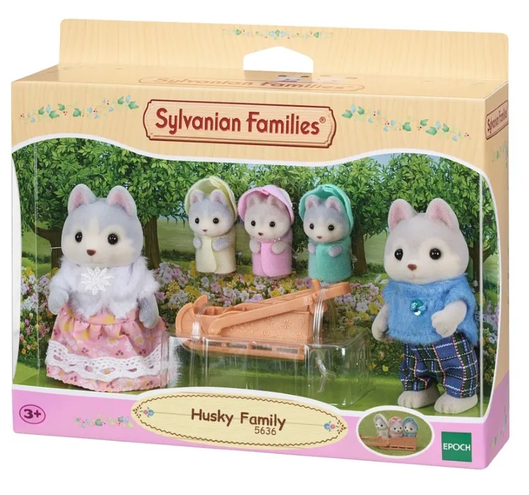 Sylvanian Families, rodzina piesków Husky, zestaw figurek, 5636