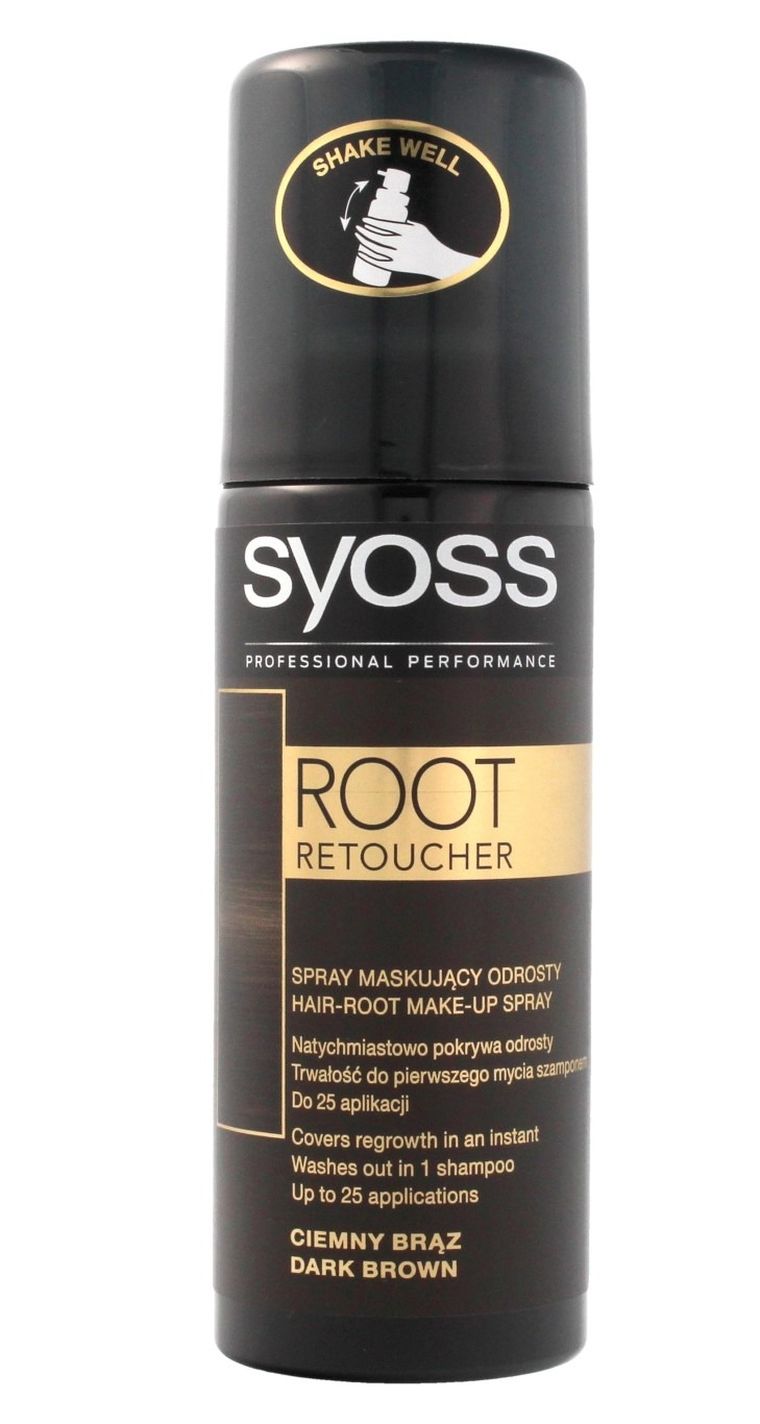 Syoss, Root Retoucher, Ciemny Brąz, spray maskujący odrosty, 120 ml