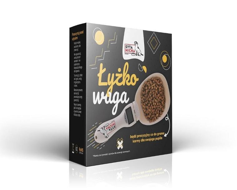 Syta Micha, łyżka z wagą do karmy