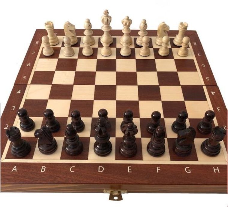 Szachy fornirowane, gra logiczna, 34,5-34,5 cm