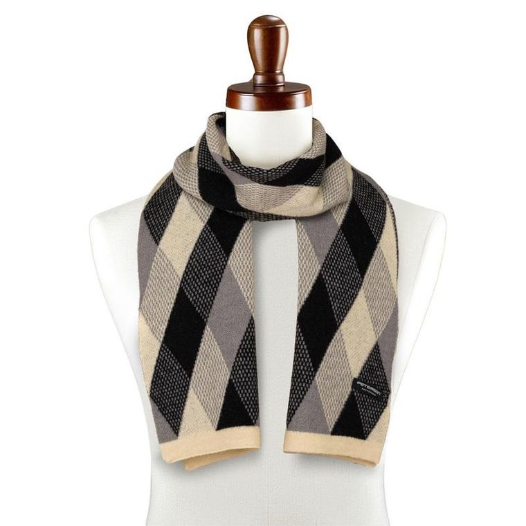 Szalik męski, beżowo-czarny, Peterson