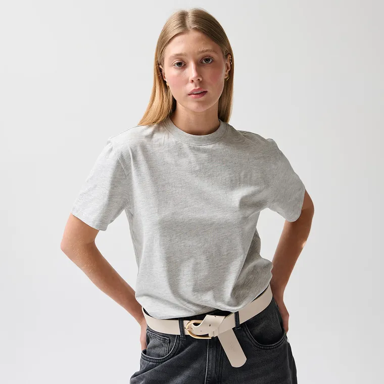 Szara koszulka basic z bawełny czesanej NOWEAR