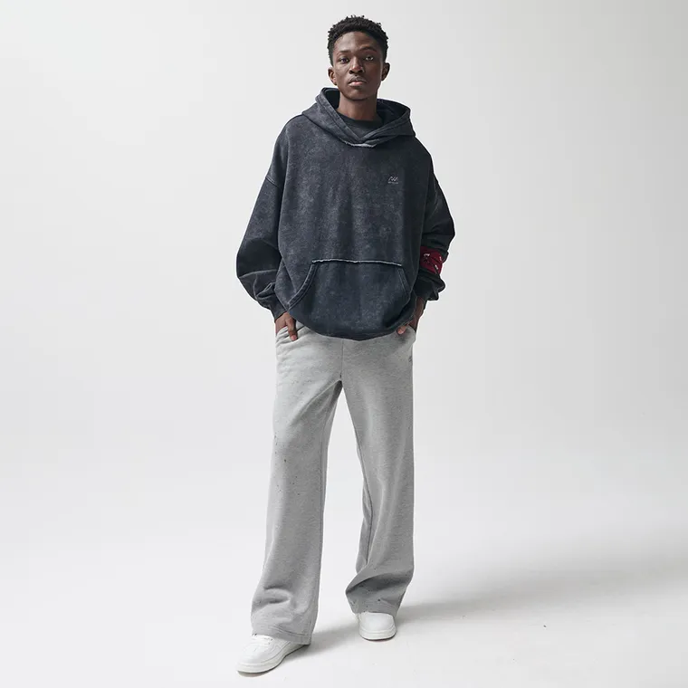 Szare spodnie dresowe z szeroką nogawką wide oversize NOWEAR