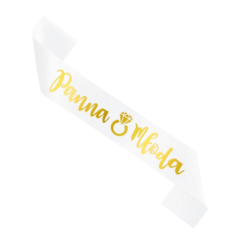 Szarfa, Panna Młoda, złota, 160 cm