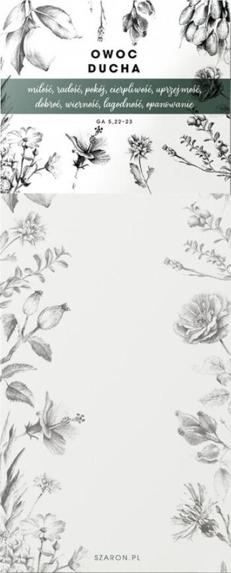 Szaron, notes z magnesem, Owoc Ducha